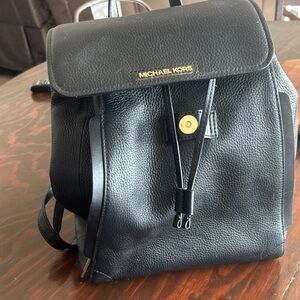 Michael Kors Black Pebbled Leather Backpack